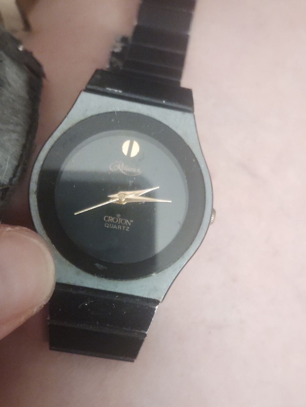 Croton Black and Gold Minimalist Quartz Watch
